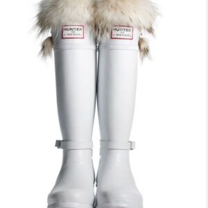 Hunter for J Mendel Genuine Fur Cuff Rain Boots